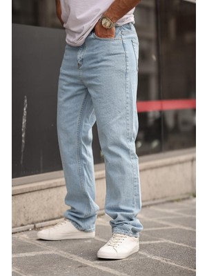 Comstar Erkek Bol Paça Basic Yüksek Bel B.mavi Baggy Pantolon