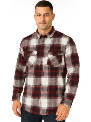 Relax Fit Rahat Kesim Çift Cep Kapaklı Kışlık Oduncu Kareli Erkek Gömlek