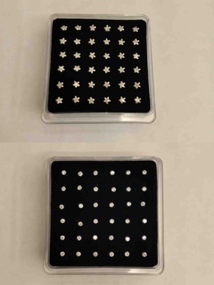 Generic 925 Ayar Gümüş Hızma. Üçlü Karışık Lot. 2 Adet Zirkon Taşlı Yıldız Model (4mm) ve 1 Adet Top Model (2mm) Hızma.