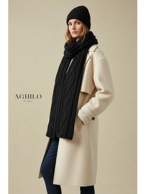 Aghilo Unisex Desenli Atkı Bere Takımı