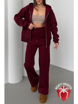 Mezka   Içi Polar Rahat Kesim Kapüşonlu Fermuarlı Eşofman Takımı