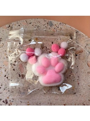 BBS Kedi Partisi - Taba Sukuşi - Squishy Pati - Tüylü Pati - Stres Giderici Oyuncak Pembe