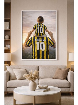 Kişiye Özel Baba Kız Forma Temalı Duvar Tablosu – Sarı Lacivert (Çerçeveli)