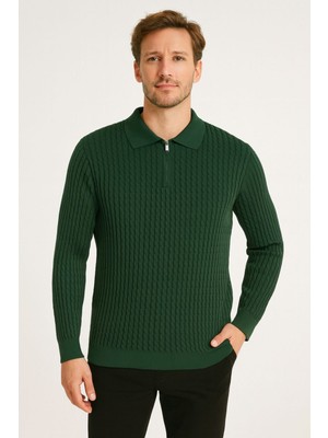 Polo Mirage Polo Migare Iyeşil Fermuarlı Polo Triko