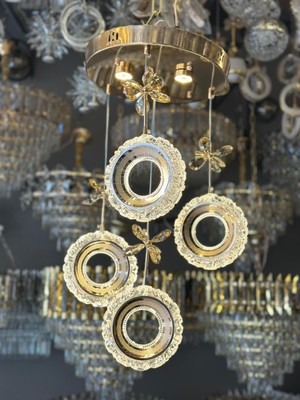 Yeni Model 4 Sarkıt Lüx LED Avize Gold Renk  3 Işık Seçeneği
