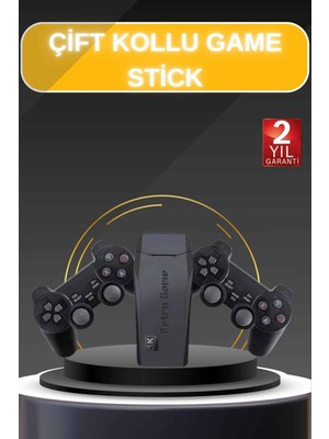 Flamex Game Stick El Atarisi 2.4g Kablosuz Çift Kol Oyunlar 4K Game Stick 3500 Oyunlu Atari Uyumlu