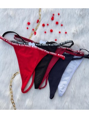 Dominant 5 Adet Sens Smyrna Love Yourself Baskı Detaylı String/Tanga Külot