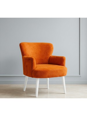 Waterybrook Tekli Berjer Koltuk - Welsoft Kumaş – Beyaz Ayaklı - 12 Renk Seçeneği