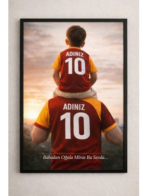 Kişiye Özel Galatasaray Baba Oğul Forma Temalı Duvar Tablosu (Çerçeveli)