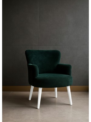 Waterybrook Tekli Berjer Koltuk - Welsoft Kumaş – Beyaz Ayaklı - 12 Renk Seçeneği