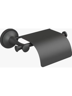 Conta Astra Serisi Mat Siyah Kapaklı Tuvalet Kâğıtlığı – Duvara Monte, Paslanmaz, Modern Tasarım