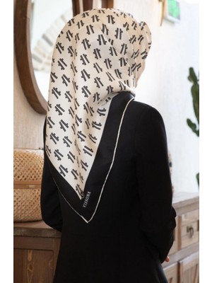 Vissona Tivil Ipek Eşarp 60795 - 0003 - 0001 Beyaz Karışık Desen