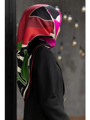 Vissona Tivil Ipek Eşarp 60061 - 4 - 0017 - 0024 Yeşil Karışık Desen