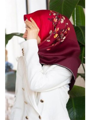 Vissona Tivil Ipek Eşarp 60849 - 4 - 0018 Bordo Çiçek Desen