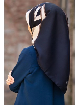 Vissona Tivil Ipek Eşarp 10660 - 8 - 0033 - 0003 Lacivert Karışık Desen