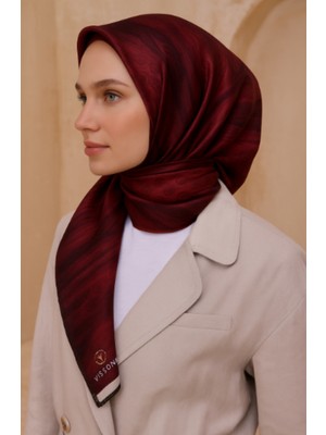 Vissona Tivil Ipek Eşarp 10659 - 4 - 0018 Bordo Monogram Desen