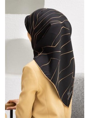 Vissona Tivil Ipek Eşarp 60801 - 2 - 0001 - 0011 Siyah Çizgi Desen