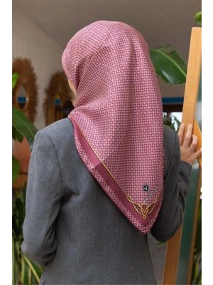 Vissona Tivil Ipek Eşarp 60960 - 14 - 0020 - 0003 Gül Kurusu Monogram Desen
