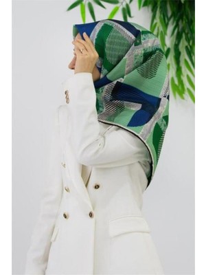 Vissona Tivil Ipek Eşarp 51918 - 0032 - 0036 Yeşil Çizgi Desen