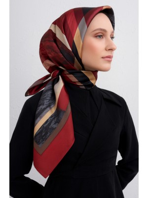 Vissona Tivil Ipek Eşarp 17231 - 0028 - 0018 Koyu Gri Armürlü Desen