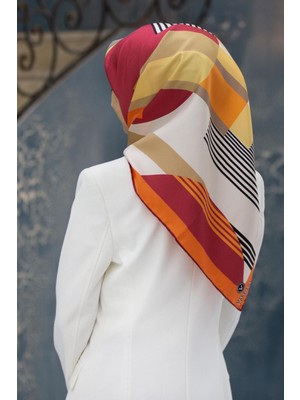Vissona Tivil Ipek Eşarp 60346 - 0014 - 0004 Turuncu Karışık Desen