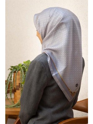 Vissona Tivil Ipek Eşarp 60960 - 16 - 0028 - 0003 Gri Krem Monogrom Desen