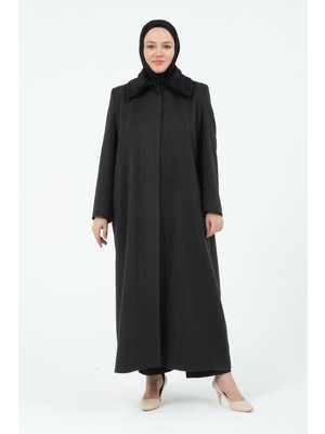 Glr & Gym Bengül Kadın Büyük Beden Astarlı Tesettür Kaşe Manto