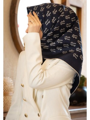 Vissona Tivil Ipek Eşarp 60795 - 0033 - 0003 Lacivert Karışık Desen