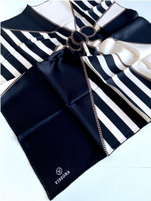 Vissona Tivil Ipek Eşarp 10660 - 1 - 0001 - 0003 Siyah Karışık Desen