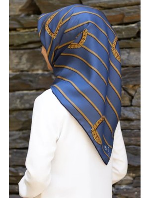 Vissona Tivil Ipek Eşarp 10502 - 22 - 0011 - 0031 Mavi Karışık Desen