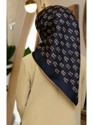 Vissona Tivil Ipek Eşarp 60795 - 0001 - 0011 Siyah Karışık Desen