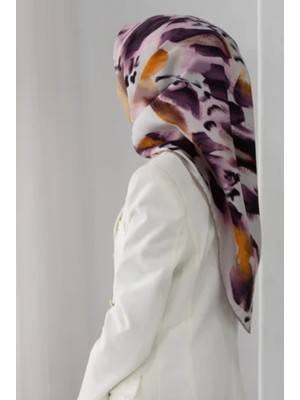 Vissona Tivil Ipek Eşarp 51800 - 6 - 0026 - 0013 Beyaz Karışık Desen