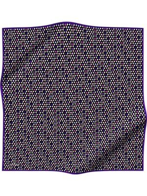 Vissona %100 Twill Ipek Nokta Desenli Siyah - Mor Renkli 90X90 Eşarp Dikim Şekli : El Dikişi
