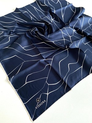 Vissona Tivil Ipek Eşarp 60801 - 26 - 0033 - 0003 Lacivert Karışık Desen