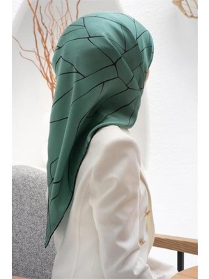 Vissona Tivil Ipek Eşarp 60801 - 27 - 0034 - 0001 Mint Yeşili Çizgi Desen