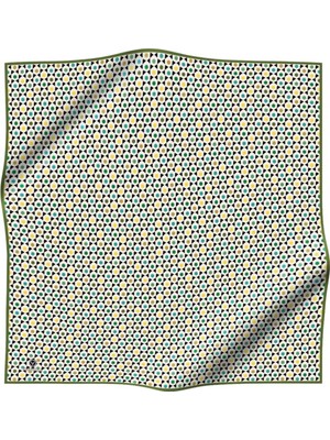 Vissona %100 Twill Ipek Nokta Desenli Krem - Haki Renkli 90X90 Eşarp Dikim Şekli : El Dikişi