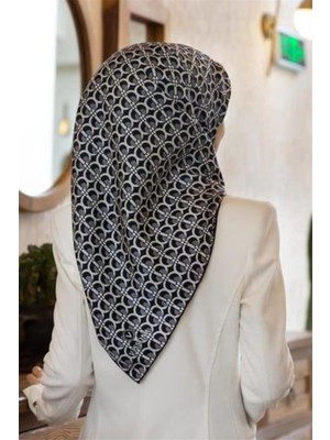 Vissona Tivil Ipek Eşarp 60779 - 4 - 0001 - 0029 Siyah Gri Soyut Desen