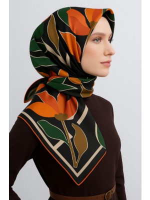 Vissona Tivil Ipek Eşarp 60061 - 3 - 0014 - 0026 Siyah Karışık Desen