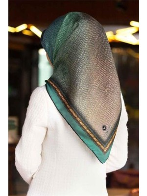 Vissona Tivil Ipek Eşarp 8409 - 9 - 0039 Petrol Yeşili Armürlü Desen