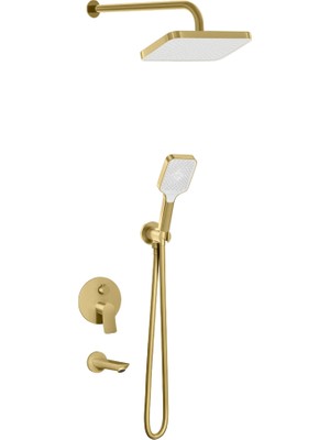 Romena | Valtemo Valero Brushed (Fırçalı - Mat) Gold Ankastre Duş Seti – 3 Yollu