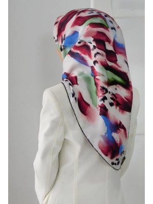 Vissona Tivil Ipek Eşarp 51800 - 4 - 0018 - 0032 Beyaz Karışık Desen