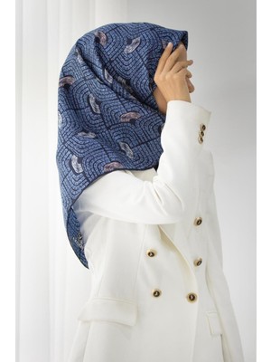 Vissona Tivil Ipek Eşarp 51717 - 6 - 0031 - 0001 Lacivert Karışık Desen