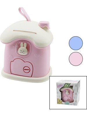 Ayder Timya BÜYÜK=18X16X18CM EV MODELİ KİLİTLİ RENKLİ PLASTİK ÇOCUK KUMBARA TAVŞAN FİGÜRLÜ (Timya/Go1395)  204521
