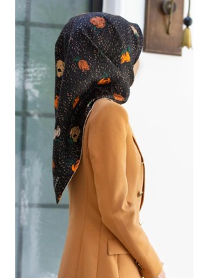 Vissona Tivil Ipek Eşarp 17645 - 0001 - 0014 Siyah Karışık Desen