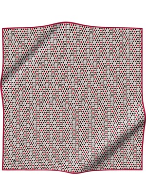 Vissona %100 Twill Ipek Nokta Desenli Bej - Bordo Renkli 90X90 Eşarp Dikim Şekli : El Dikişi