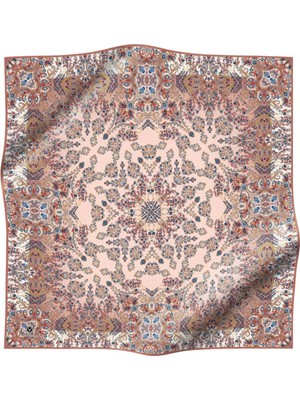 Vissona %100 Twill Ipek Şal Desenli Bakır Renkli 90X90 Eşarp Dikim Şekli : El Dikişi