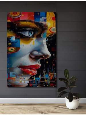 Teona Ahşap Soyut Kadın Portresi Yağlı Boya Görünümlü Ahşap Dekoratif Ev,antre,salon,ofis,mutfak Tablo