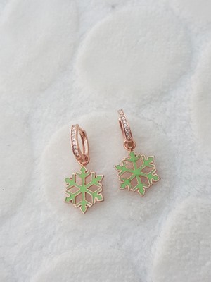 Canka Kar Tanesi Neon Mine Gümüş Küpe