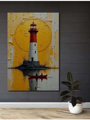 Teona Ahşap Işıldayan Deniz Feneri Silüeti Ahşap Dekoratif Ev,antre,salon,ofis,mutfak,yatak Odası Tablo