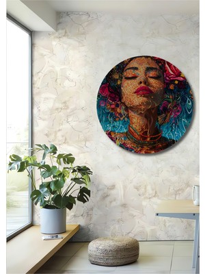 Teona Ahşap Bohem Kadın Portresi Yağlı Boya Görünümlü Ahşap Dekoratif Ev,antre,salon,ofis,mutfak Tablo